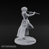 Flute Playing Knee Raised Elf Bard Miniature for Dungeons and Dragons, Pathfinder or other TTRPGs