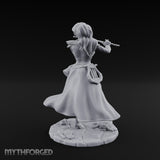 Flute Playing Knee Raised Elf Bard Miniature for Dungeons and Dragons, Pathfinder or other TTRPGs