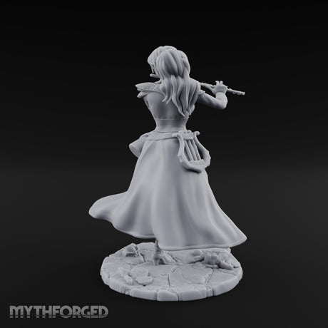 Flute Playing Knee Raised Elf Bard Miniature for Dungeons and Dragons, Pathfinder or other TTRPGs