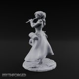 Flute Playing Knee Raised Elf Bard Miniature for Dungeons and Dragons, Pathfinder or other TTRPGs