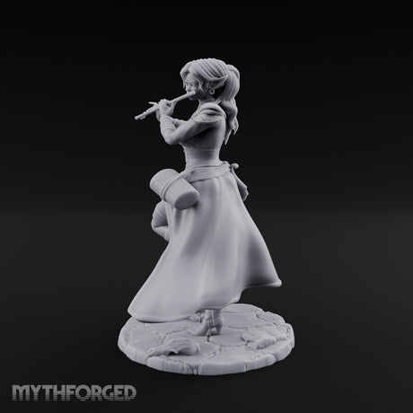 Flute Playing Knee Raised Elf Bard Miniature for Dungeons and Dragons, Pathfinder or other TTRPGs