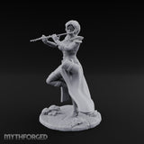Flute Playing Knee Raised Elf Bard Miniature for Dungeons and Dragons, Pathfinder or other TTRPGs