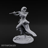 Flute Playing Knee Raised Elf Bard Miniature for Dungeons and Dragons, Pathfinder or other TTRPGs