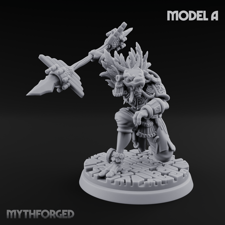 Aztec Inspired Spear Held High Hobgoblin Warrior A Miniature for Dungeons and Dragons, Pathfinder or other TTRPGs