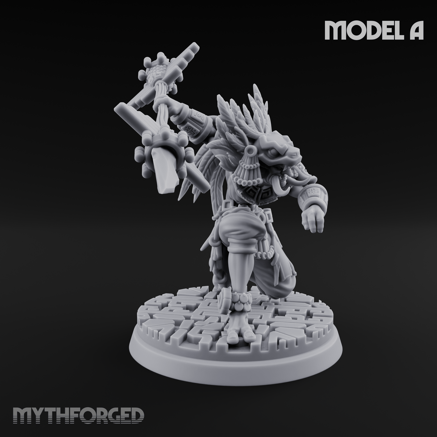 Aztec Inspired Spear Held High Hobgoblin Warrior A Miniature for Dungeons and Dragons, Pathfinder or other TTRPGs