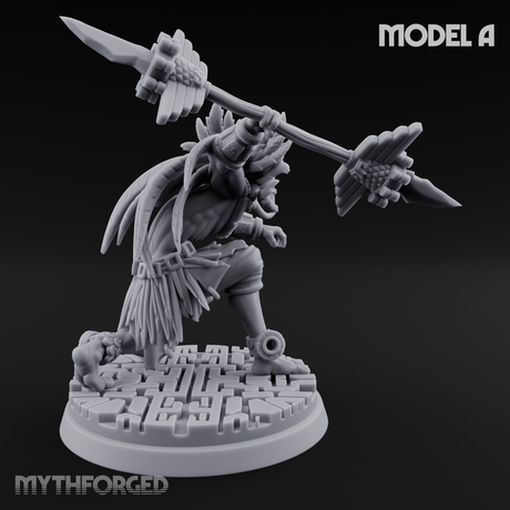 Aztec Inspired Spear Held High Hobgoblin Warrior A Miniature for Dungeons and Dragons, Pathfinder or other TTRPGs