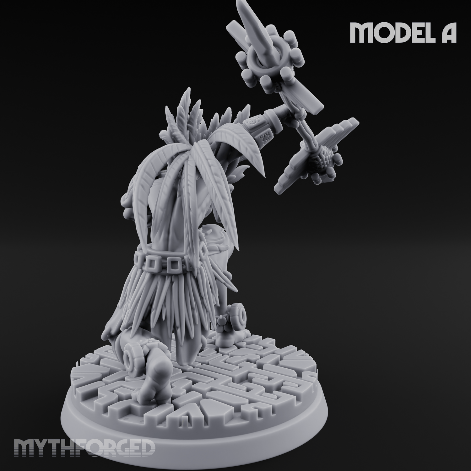 Aztec Inspired Spear Held High Hobgoblin Warrior A Miniature for Dungeons and Dragons, Pathfinder or other TTRPGs