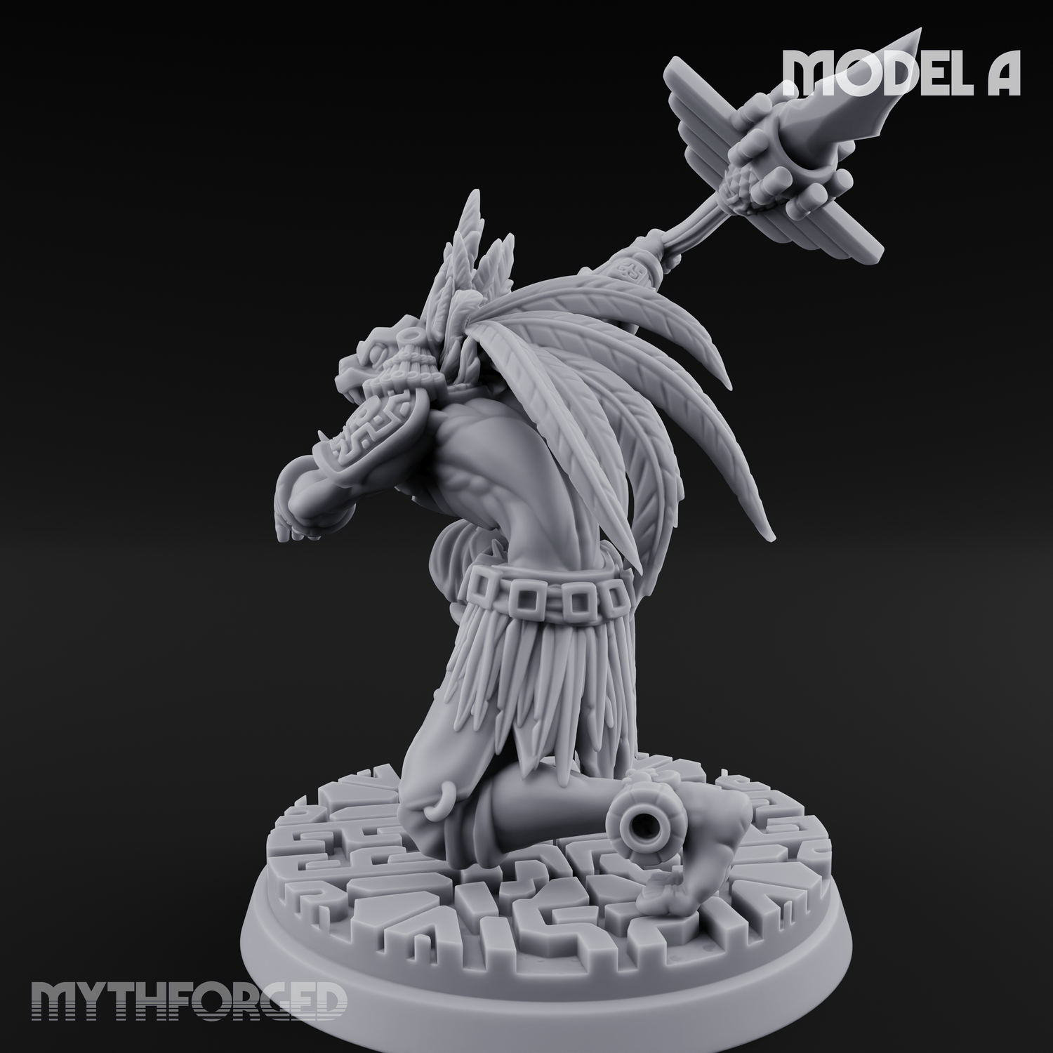 Aztec Inspired Spear Held High Hobgoblin Warrior A Miniature for Dungeons and Dragons, Pathfinder or other TTRPGs