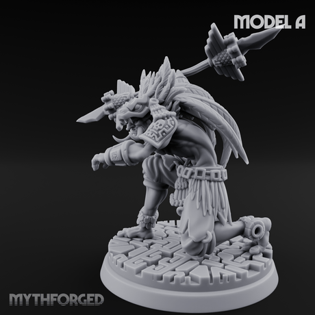 Aztec Inspired Spear Held High Hobgoblin Warrior A Miniature for Dungeons and Dragons, Pathfinder or other TTRPGs