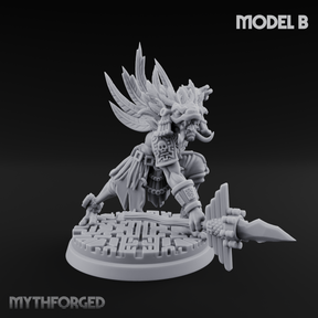 Aztec Inspired Spear Held High Hobgoblin Warrior B Miniature for Dungeons and Dragons, Pathfinder or other TTRPGs