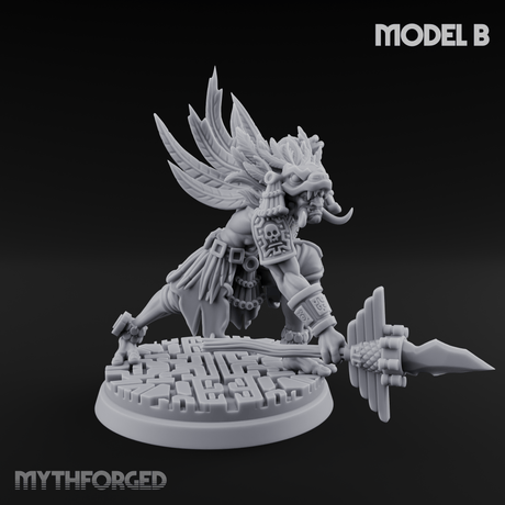 Aztec Inspired Spear Held High Hobgoblin Warrior Miniature for Dungeons and Dragons, Pathfinder or other TTRPGs
