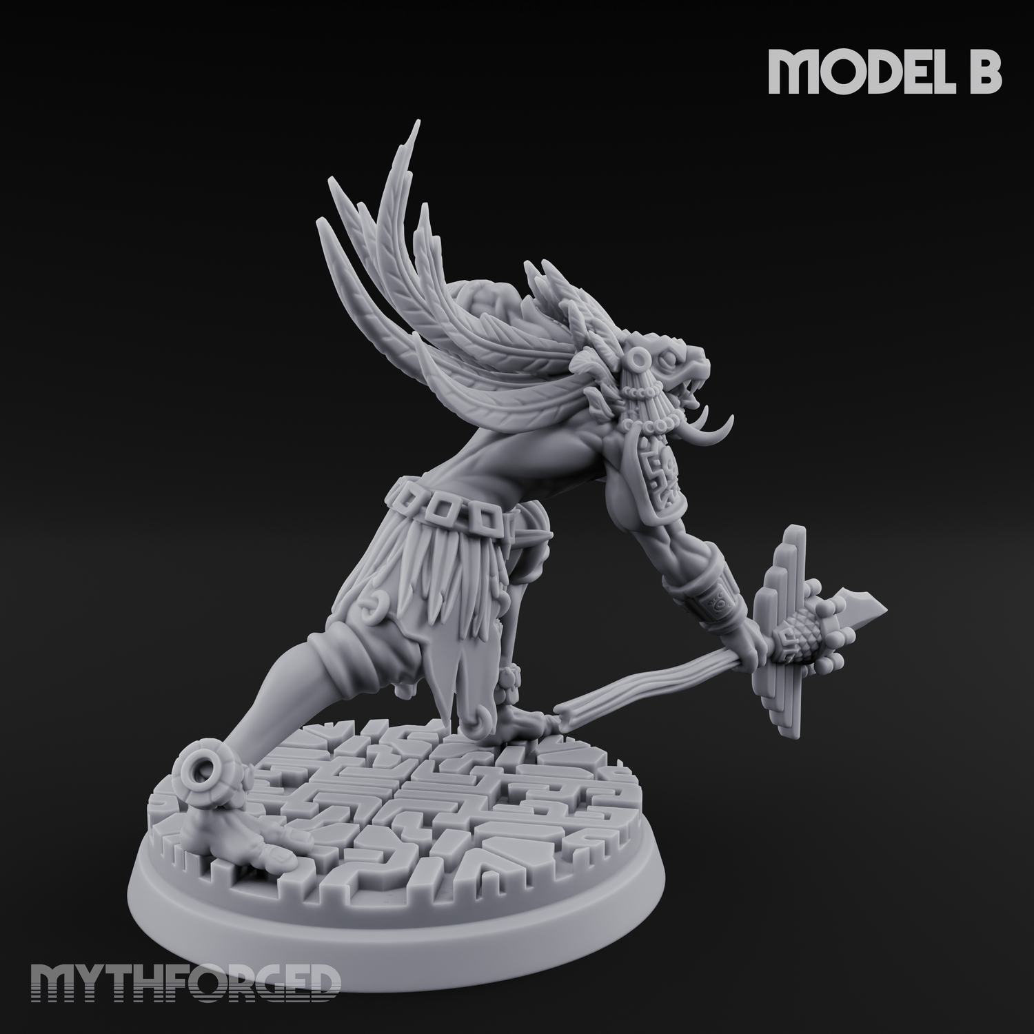 Aztec Inspired Spear Held High Hobgoblin Warrior B Miniature for Dungeons and Dragons, Pathfinder or other TTRPGs
