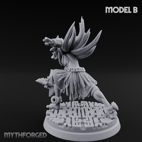 Aztec Inspired Spear Held High Hobgoblin Warrior B Miniature for Dungeons and Dragons, Pathfinder or other TTRPGs