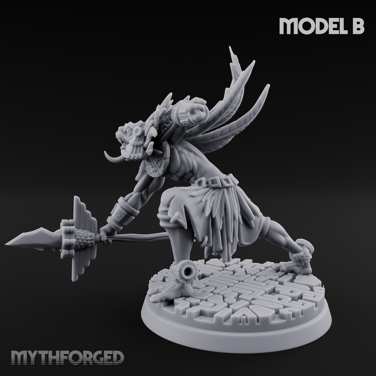 Aztec Inspired Spear Held High Hobgoblin Warrior B Miniature for Dungeons and Dragons, Pathfinder or other TTRPGs