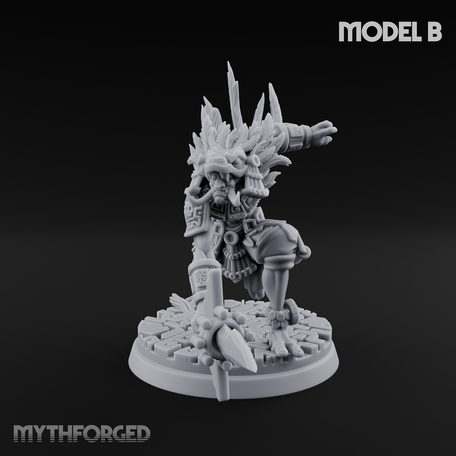 Aztec Inspired Spear Held High Hobgoblin Warrior B Miniature for Dungeons and Dragons, Pathfinder or other TTRPGs