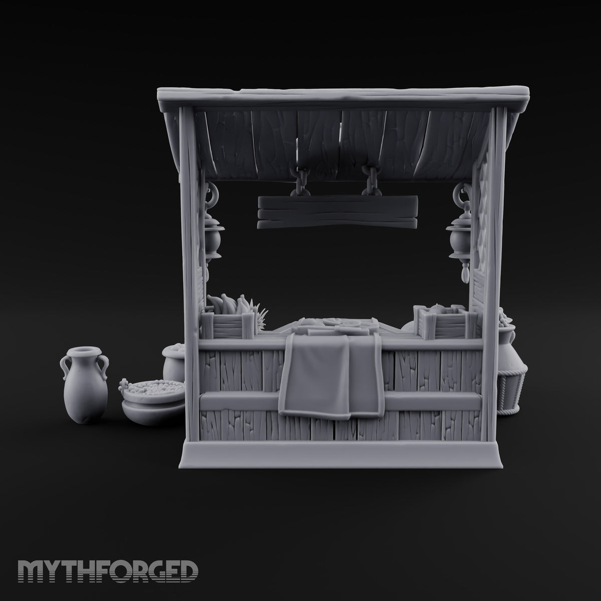 Grapes Weighed, Prices Shouted Wooden Food Market Stall A