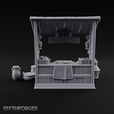 Grapes Weighed, Prices Shouted Wooden Food Market Stall A