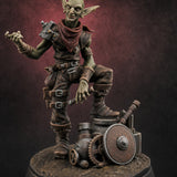 Foot Propped Gear Lounging Goblin Scrap Merchant — painted concept preview (miniature supplied unpainted)