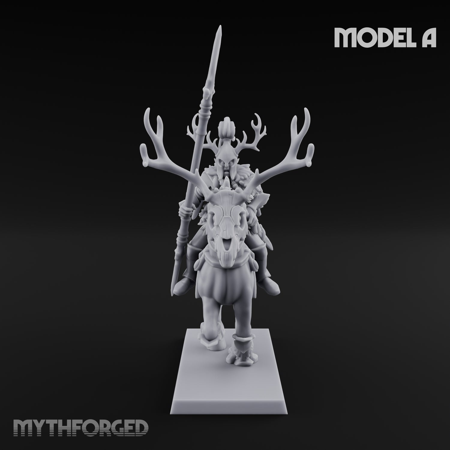 Antlered Cavalry Charging Wild Hunt Rider A Miniature for Dungeons and Dragons, Pathfinder or other TTRPGs