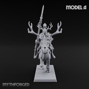 Antlered Cavalry Charging Wild Hunt Rider A Miniature for Dungeons and Dragons, Pathfinder or other TTRPGs