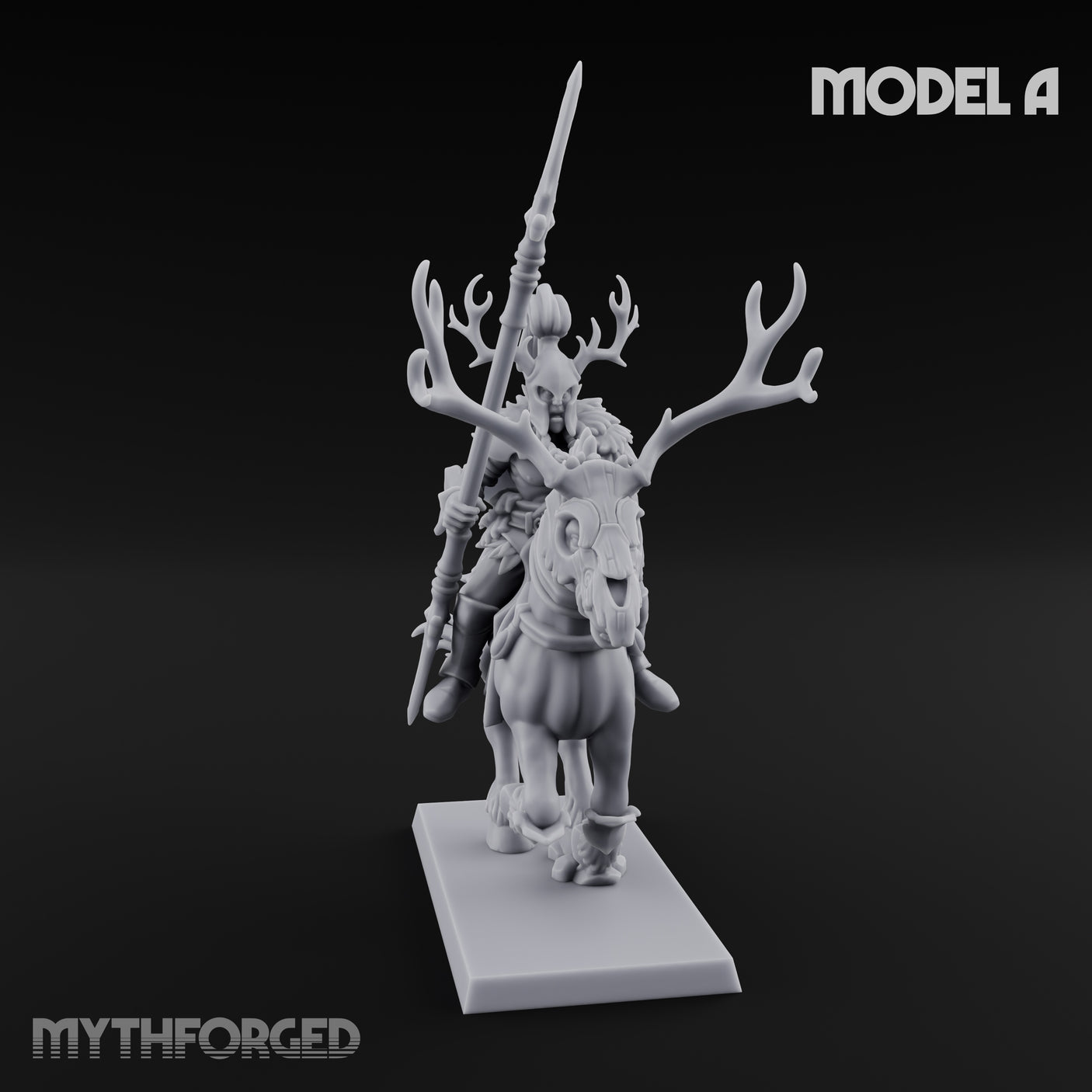 Antlered Cavalry Charging Wild Hunt Rider A Miniature for Dungeons and Dragons, Pathfinder or other TTRPGs