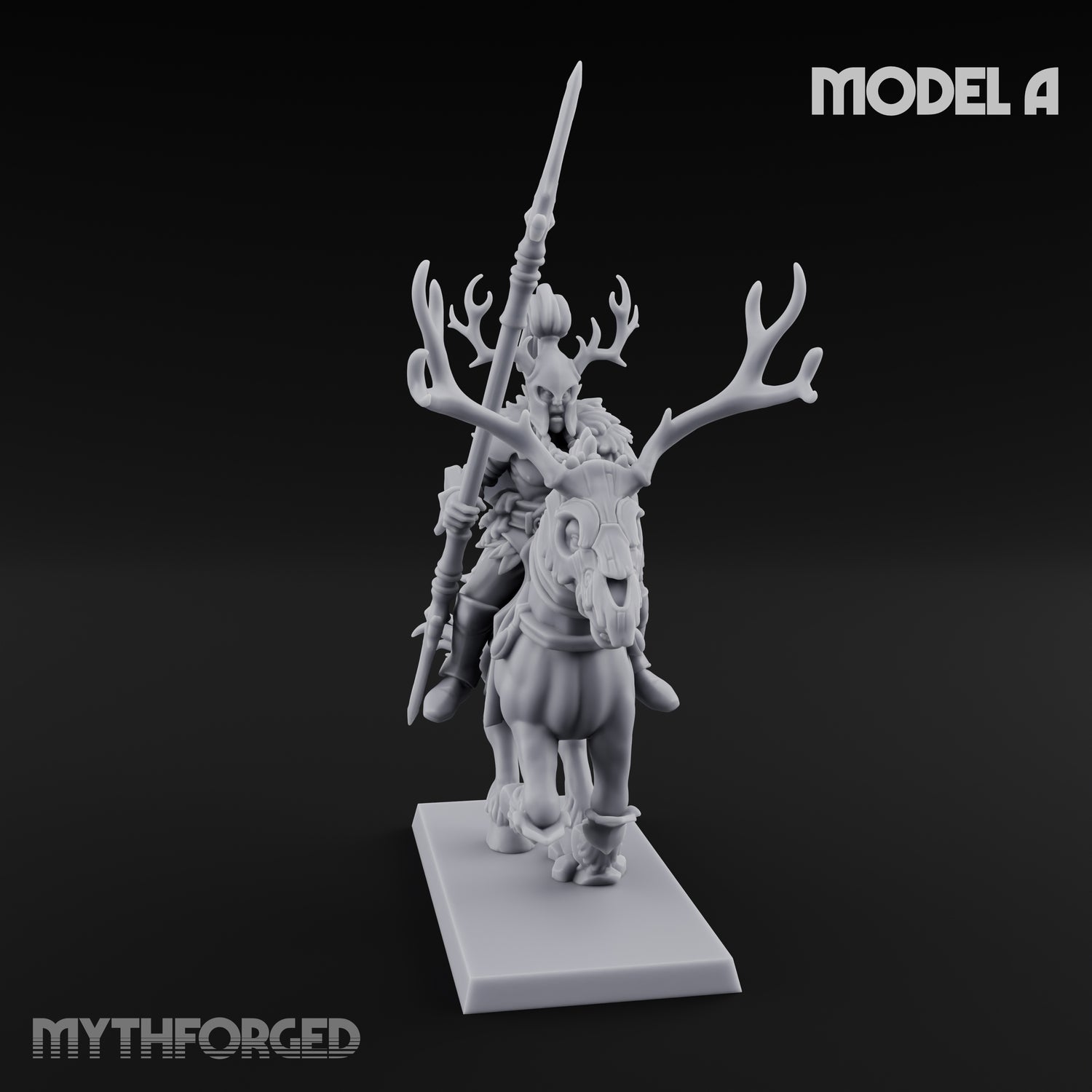 Antlered Cavalry Charging Wild Hunt Rider A Miniature for Dungeons and Dragons, Pathfinder or other TTRPGs