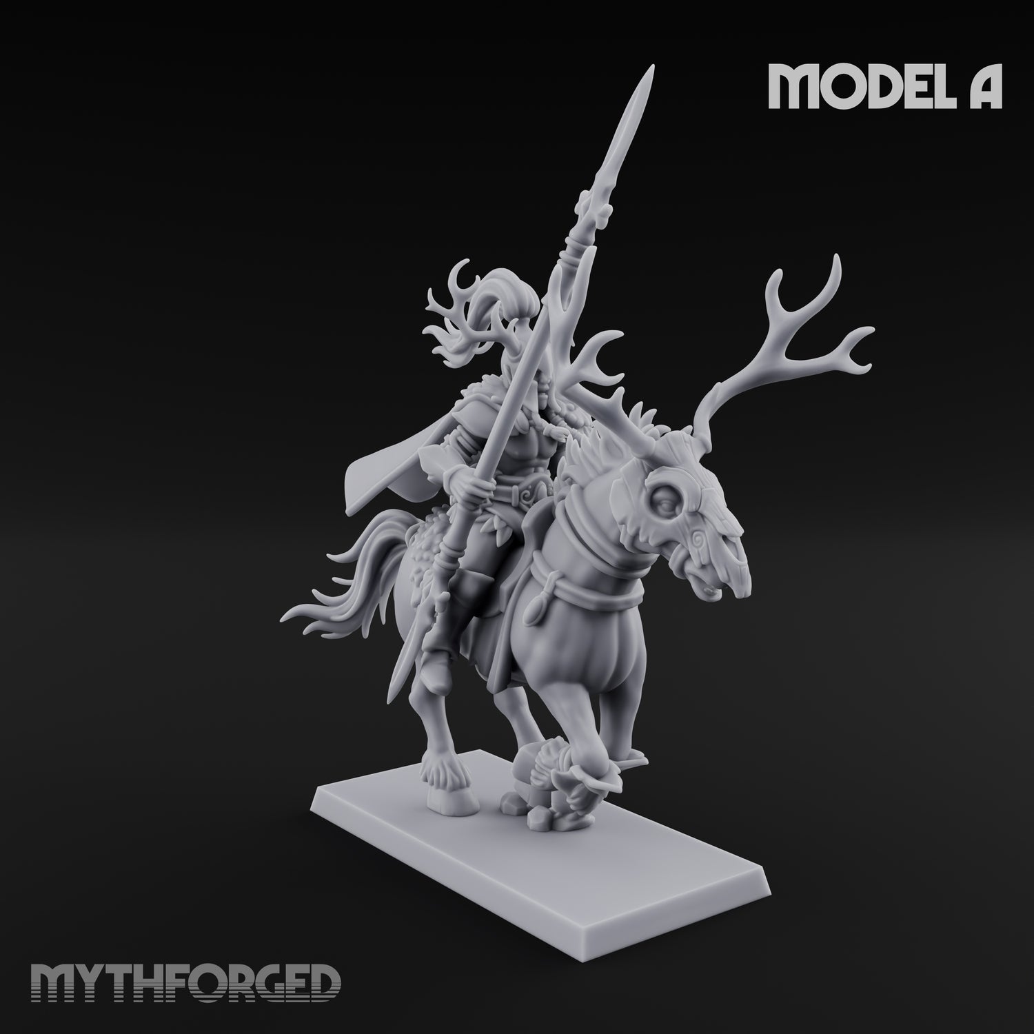 Antlered Cavalry Charging Wild Hunt Rider A Miniature for Dungeons and Dragons, Pathfinder or other TTRPGs