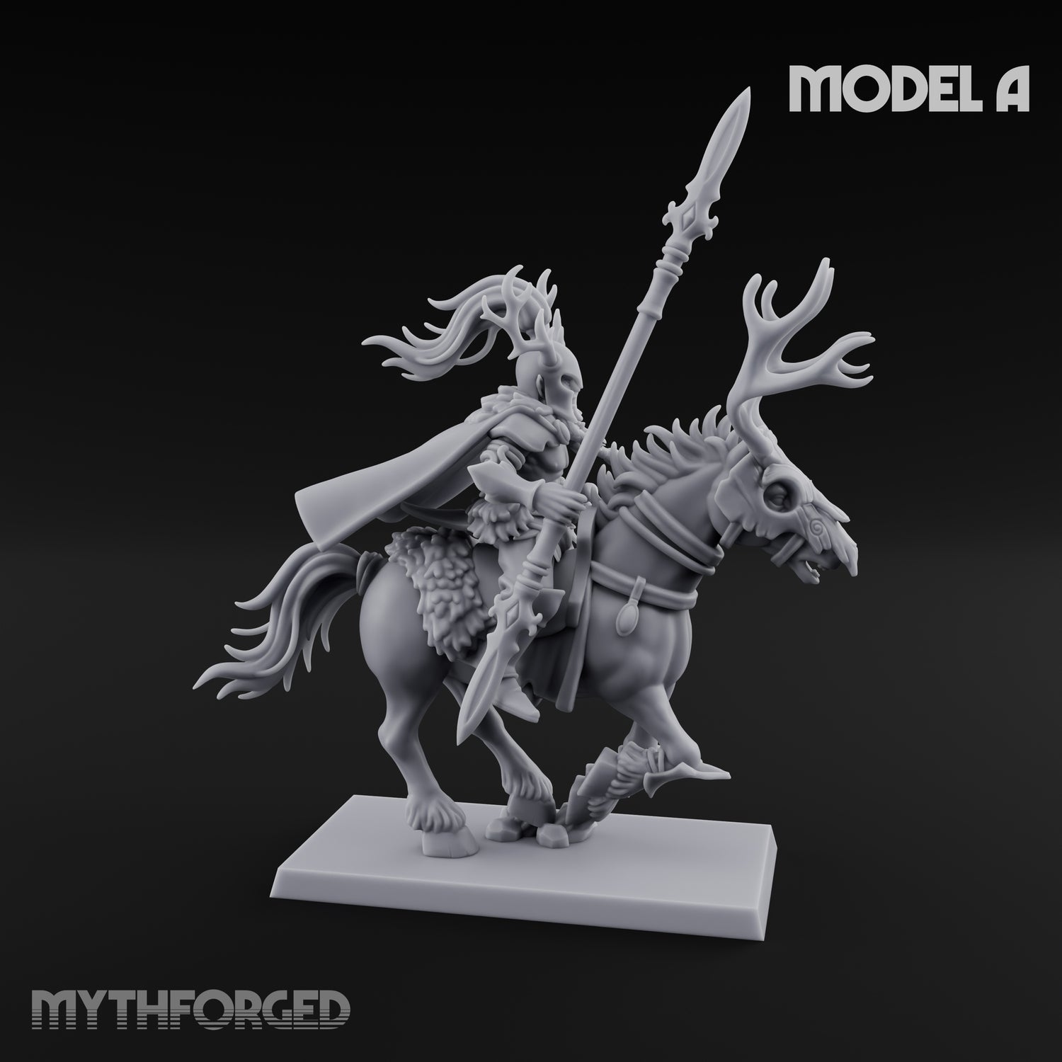 Antlered Cavalry Charging Wild Hunt Rider A Miniature for Dungeons and Dragons, Pathfinder or other TTRPGs