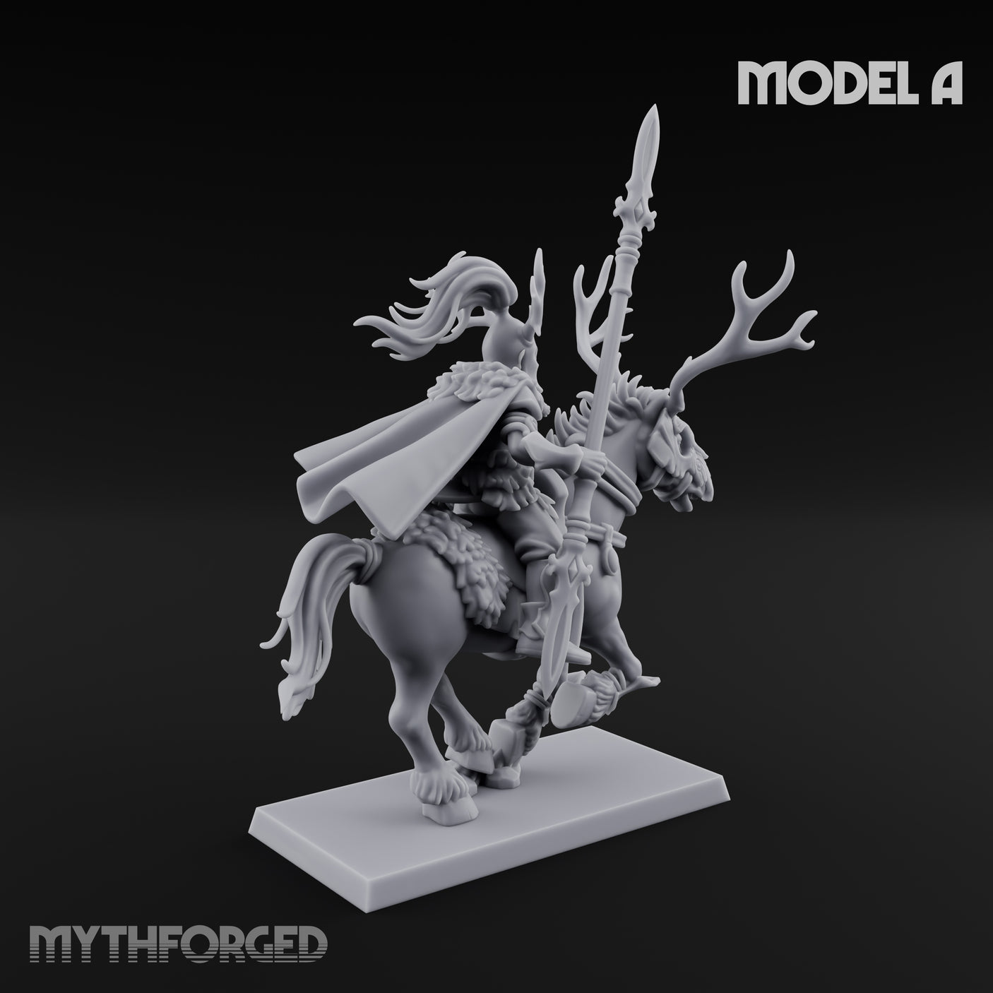 Antlered Cavalry Charging Wild Hunt Rider A Miniature for Dungeons and Dragons, Pathfinder or other TTRPGs