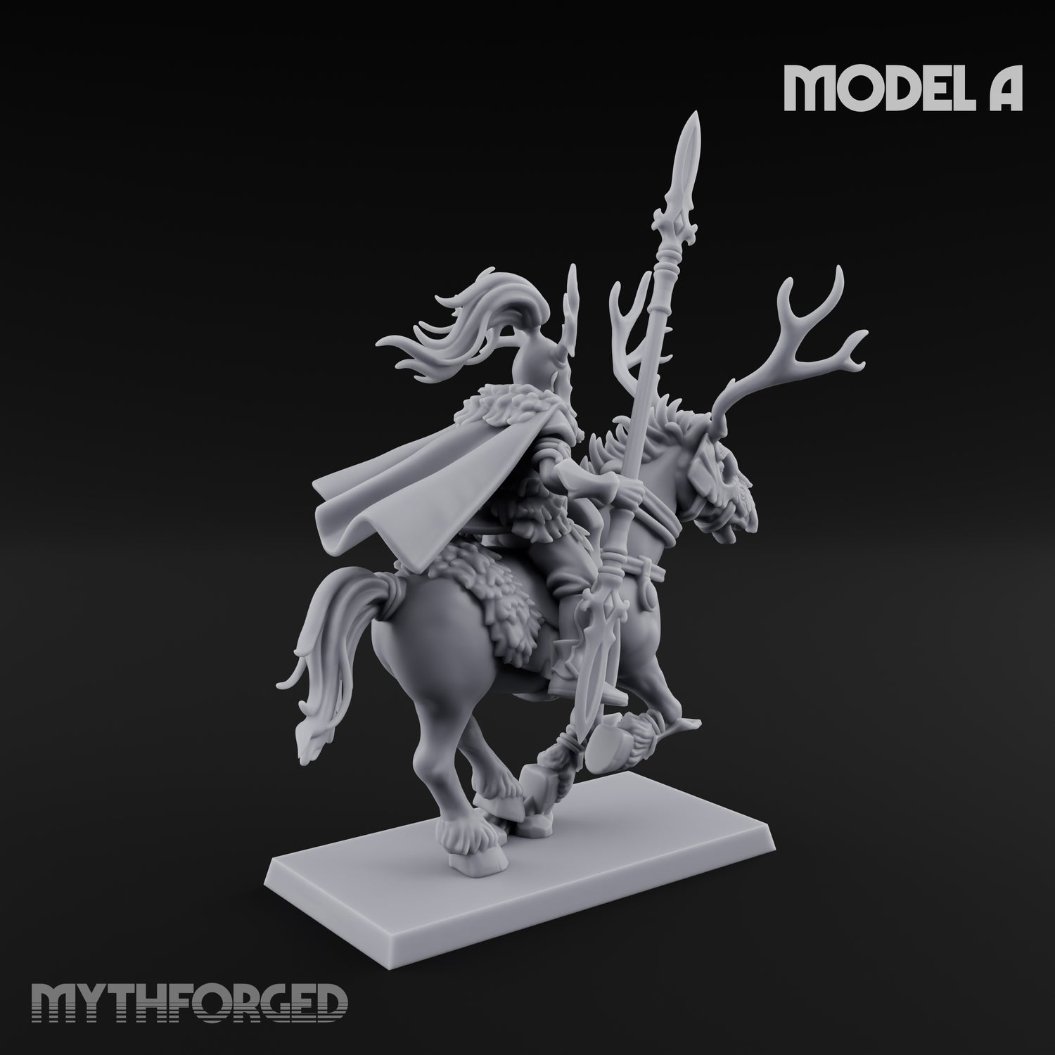 Antlered Cavalry Charging Wild Hunt Rider A Miniature for Dungeons and Dragons, Pathfinder or other TTRPGs