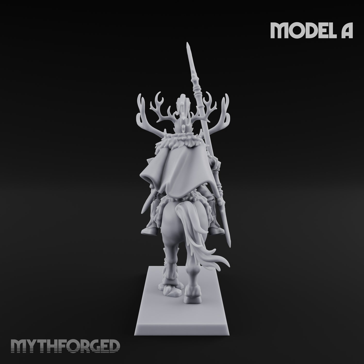 Antlered Cavalry Charging Wild Hunt Rider A Miniature for Dungeons and Dragons, Pathfinder or other TTRPGs