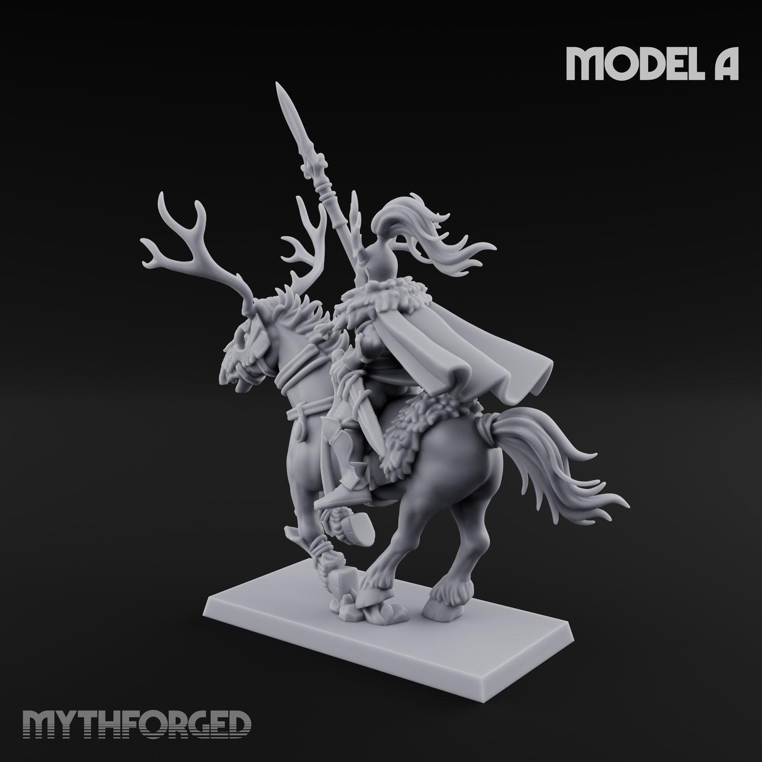 Antlered Cavalry Charging Wild Hunt Rider A Miniature for Dungeons and Dragons, Pathfinder or other TTRPGs