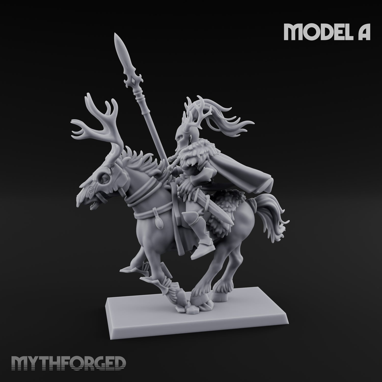 Antlered Cavalry Charging Wild Hunt Rider A Miniature for Dungeons and Dragons, Pathfinder or other TTRPGs