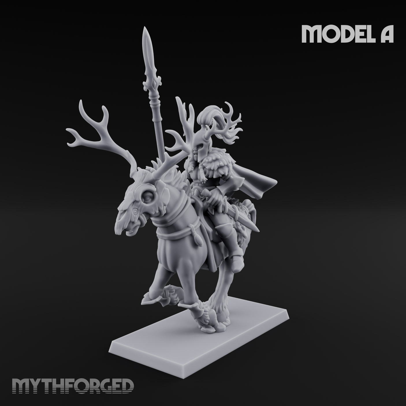 Antlered Cavalry Charging Wild Hunt Rider A Miniature for Dungeons and Dragons, Pathfinder or other TTRPGs