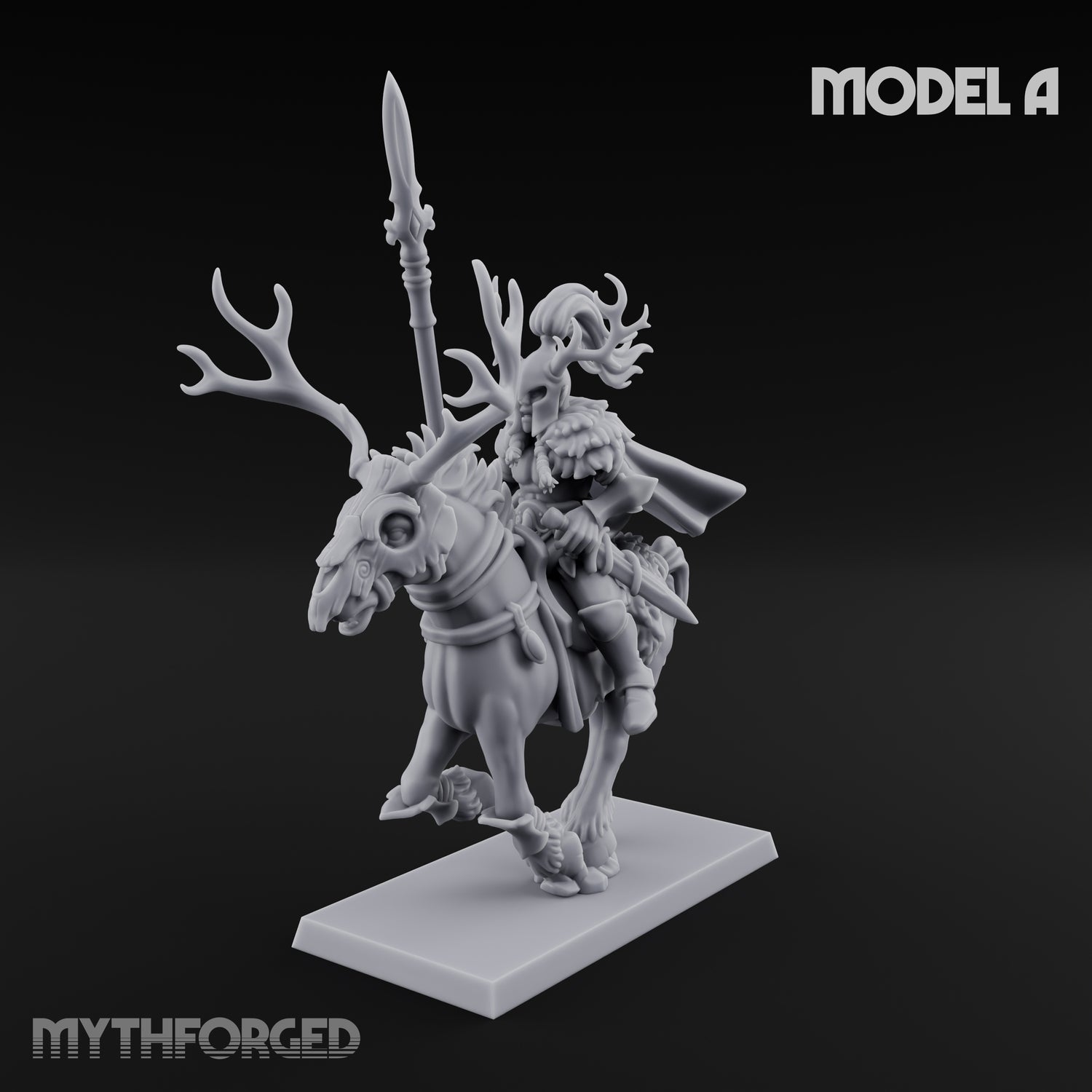 Antlered Cavalry Charging Wild Hunt Rider A Miniature for Dungeons and Dragons, Pathfinder or other TTRPGs