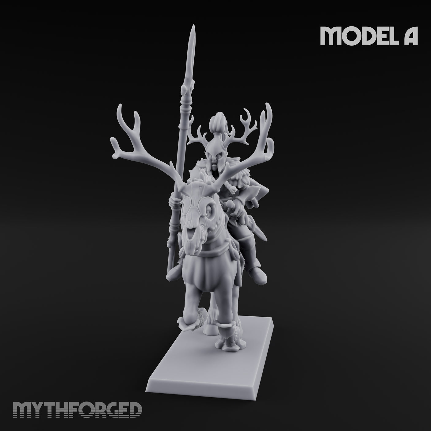 Antlered Cavalry Charging Wild Hunt Rider A Miniature for Dungeons and Dragons, Pathfinder or other TTRPGs