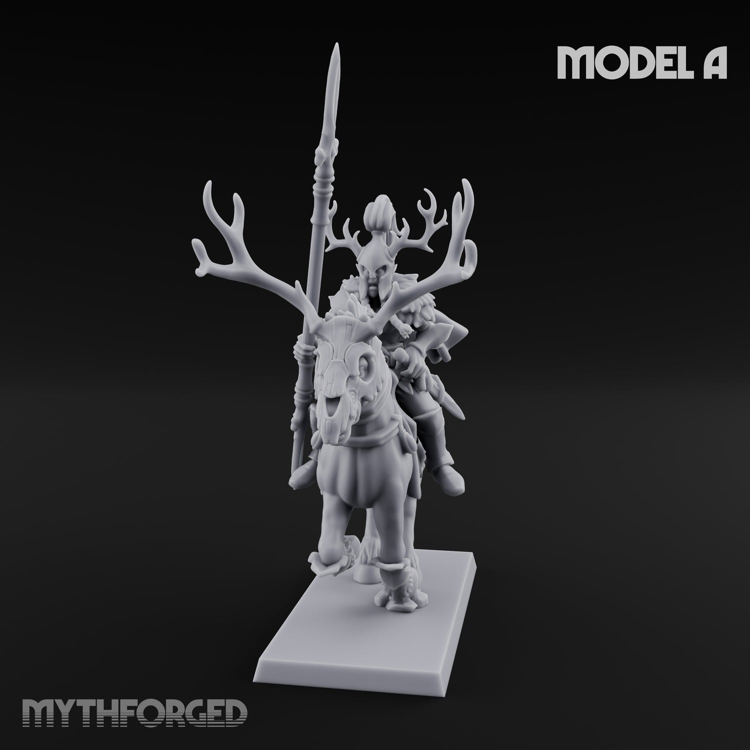 Antlered Cavalry Charging Wild Hunt Rider A Miniature for Dungeons and Dragons, Pathfinder or other TTRPGs