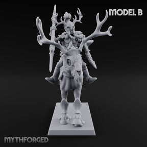 Antlered Cavalry Charging Wild Hunt Rider B Miniature for Dungeons and Dragons, Pathfinder or other TTRPGs