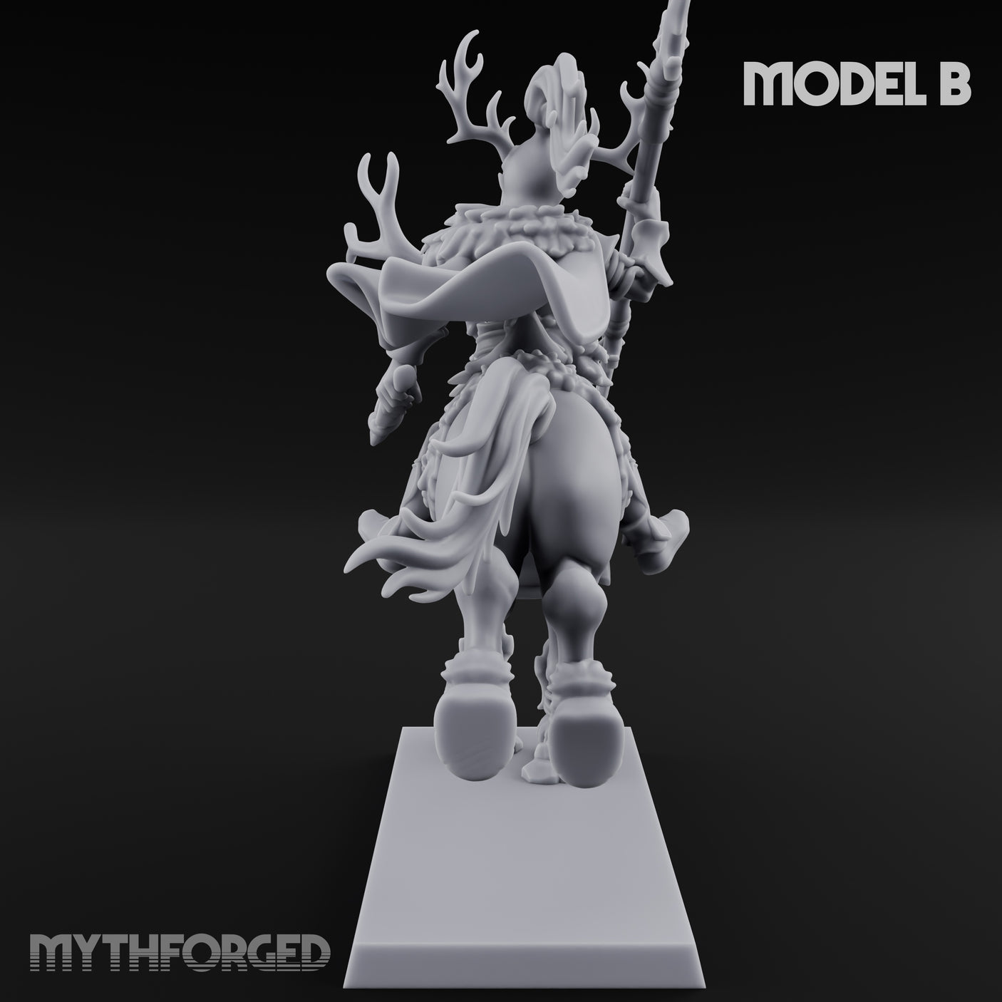 Antlered Cavalry Charging Wild Hunt Rider B Miniature for Dungeons and Dragons, Pathfinder or other TTRPGs