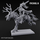 Antlered Cavalry Charging Wild Hunt Rider B Miniature for Dungeons and Dragons, Pathfinder or other TTRPGs