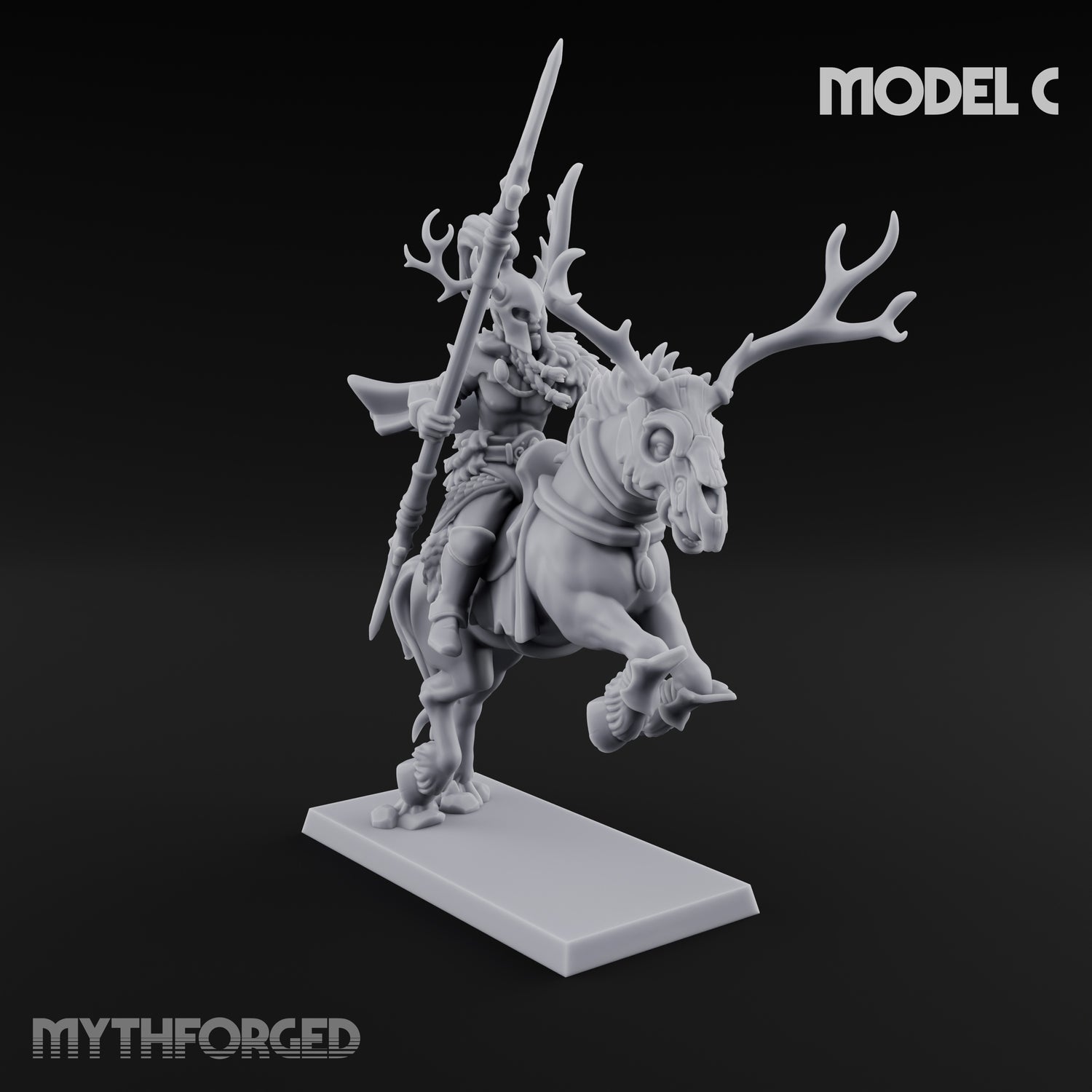 Antlered Cavalry Charging Wild Hunt Riders Miniature for Dungeons and Dragons, Pathfinder or other TTRPGs
