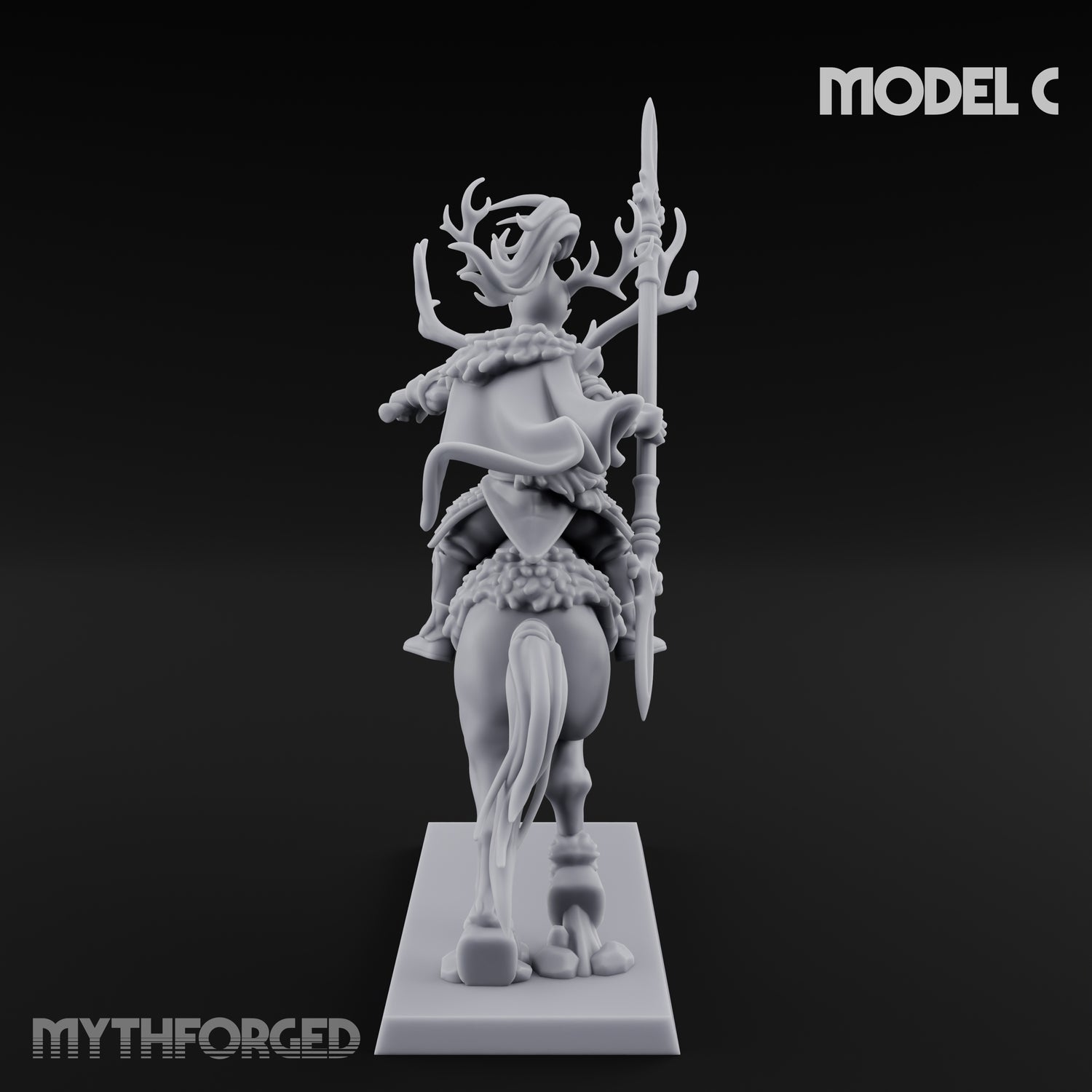 Antlered Cavalry Charging Wild Hunt Rider C Miniature for Dungeons and Dragons, Pathfinder or other TTRPGs
