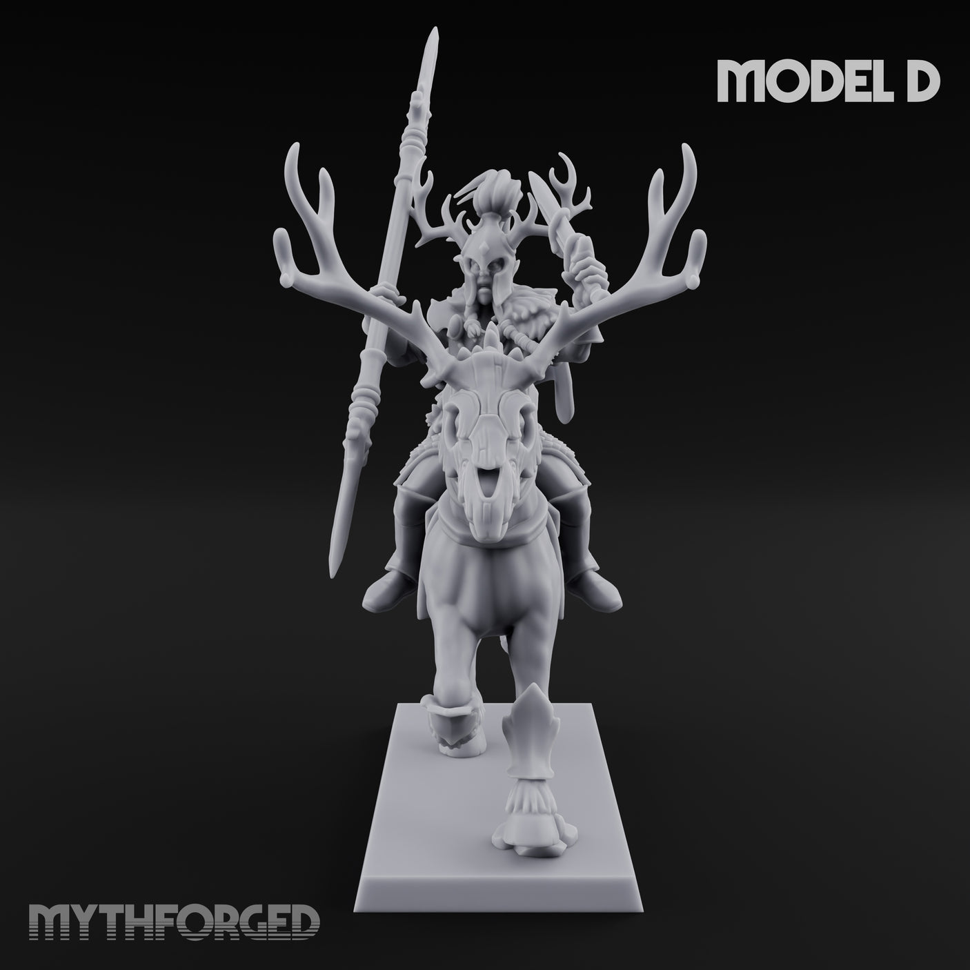 Antlered Cavalry Charging Wild Hunt Rider D Miniature for Dungeons and Dragons, Pathfinder or other TTRPGs