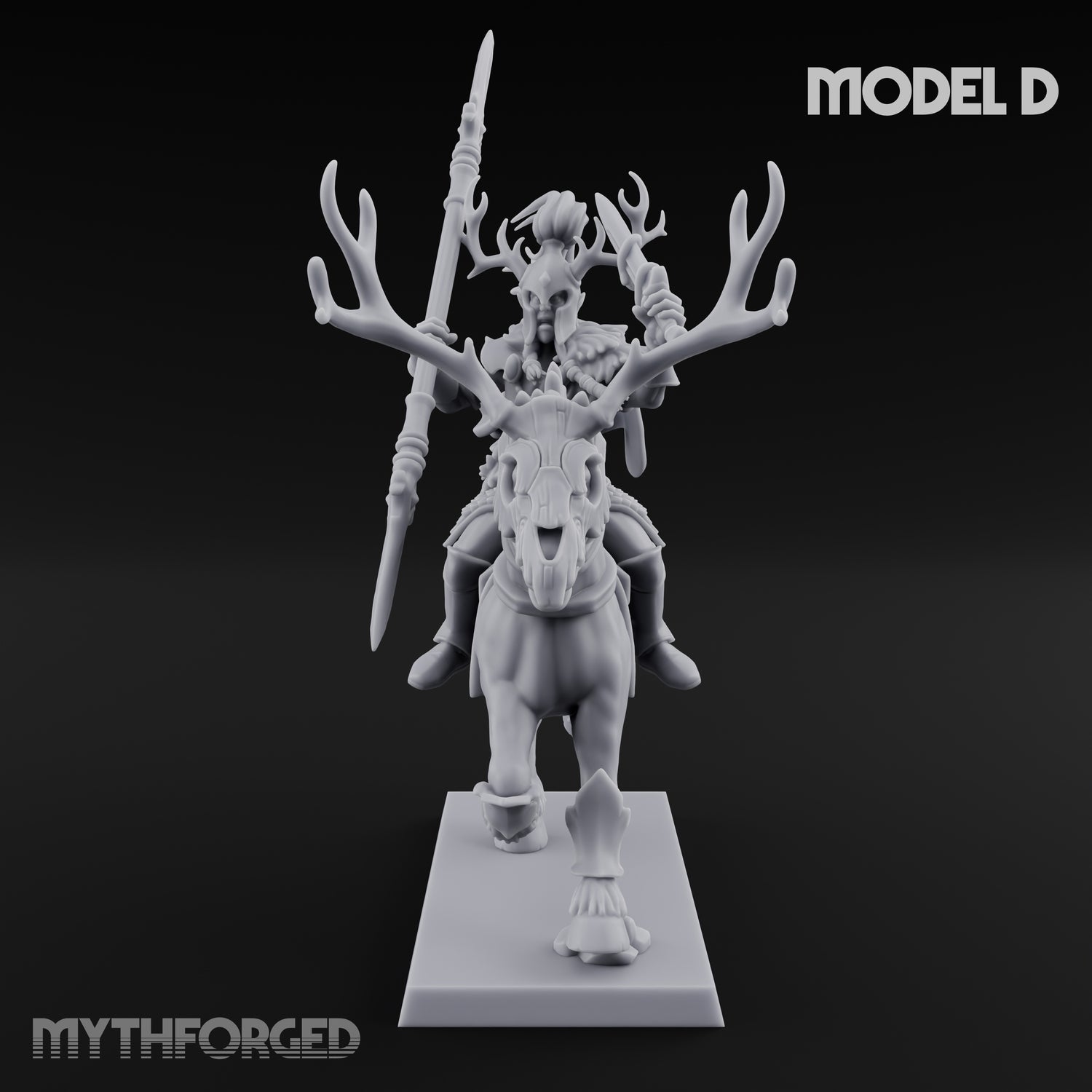 Antlered Cavalry Charging Wild Hunt Rider D Miniature for Dungeons and Dragons, Pathfinder or other TTRPGs