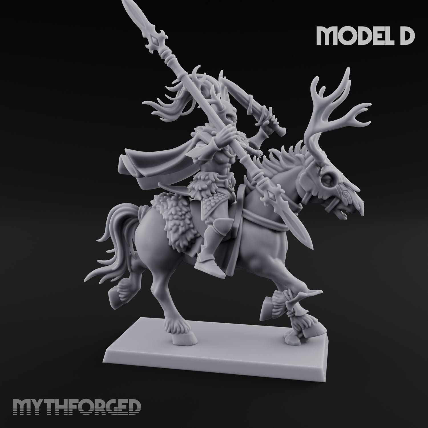 Antlered Cavalry Charging Wild Hunt Rider D Miniature for Dungeons and Dragons, Pathfinder or other TTRPGs