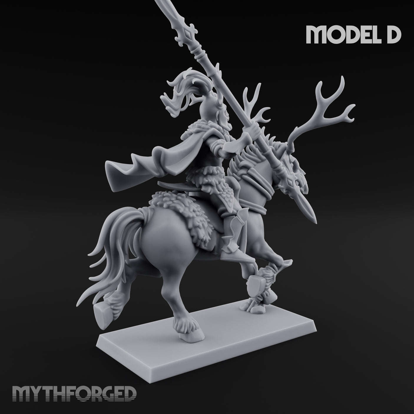 Antlered Cavalry Charging Wild Hunt Rider D Miniature for Dungeons and Dragons, Pathfinder or other TTRPGs