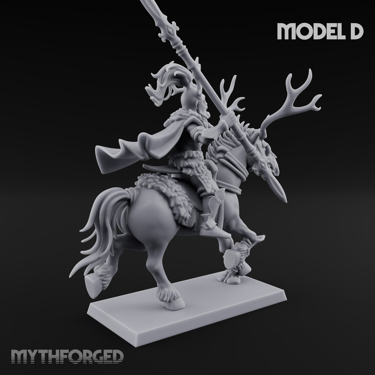 Antlered Cavalry Charging Wild Hunt Rider D Miniature for Dungeons and Dragons, Pathfinder or other TTRPGs