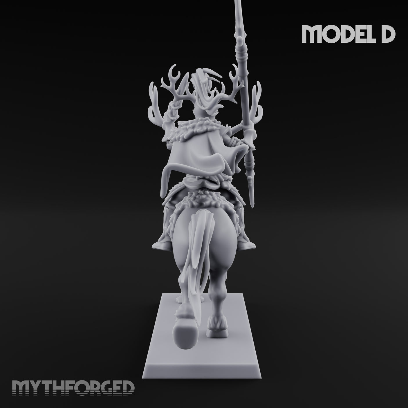 Antlered Cavalry Charging Wild Hunt Rider D Miniature for Dungeons and Dragons, Pathfinder or other TTRPGs