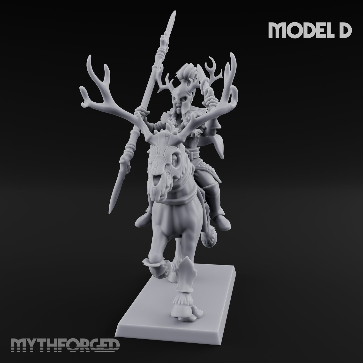 Antlered Cavalry Charging Wild Hunt Rider D Miniature for Dungeons and Dragons, Pathfinder or other TTRPGs