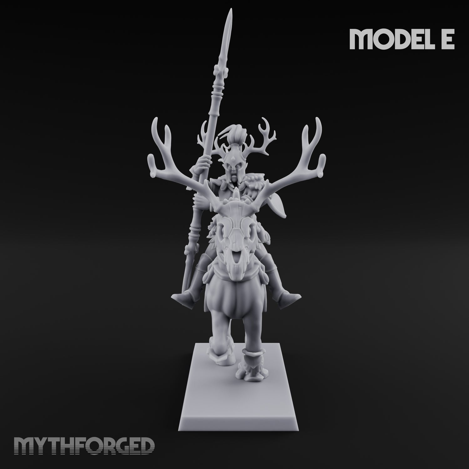 Antlered Cavalry Charging Wild Hunt Rider E Miniature for Dungeons and Dragons, Pathfinder or other TTRPGs
